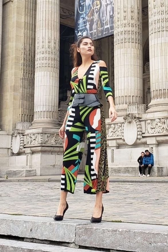 Blanca Blanco in Colorful Outfit - Out in Paris