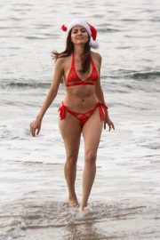 Blanca Blanco in Red Bikini at the beach in Malibu