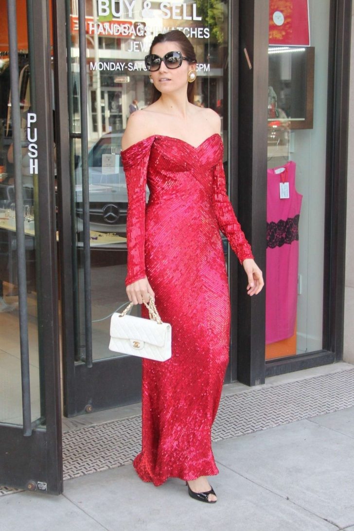 Blanca Blanco in Red Dress - Shopping in Los Angeles