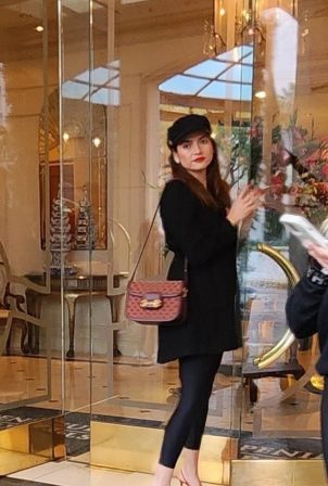 Blanca Blanco - Seen in Valentino heels and carried a Gucci bag at the Peninsula Hotel