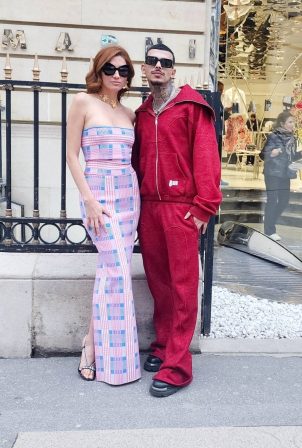 Blanca Blanco - With Greg Yega Bebew Exude seen outside Marni Event during Paris Fashion Week