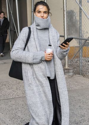 Blanca Padilla in Long Coat out in New York