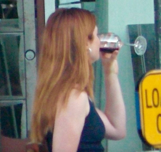 Bonnie Wright drinking wine with Rhys Wakefield in Hollywood