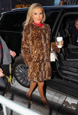 Brandi Glanville - In a leopard print coat while leaving NBC studios in New York