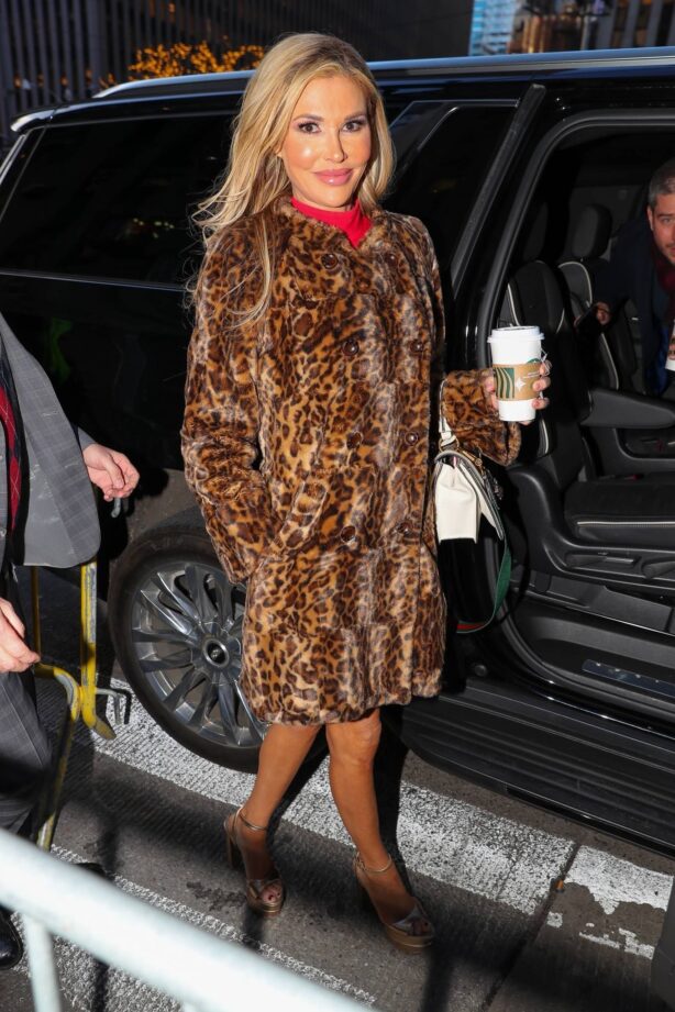 Brandi Glanville - In a leopard print coat while leaving NBC studios in New York