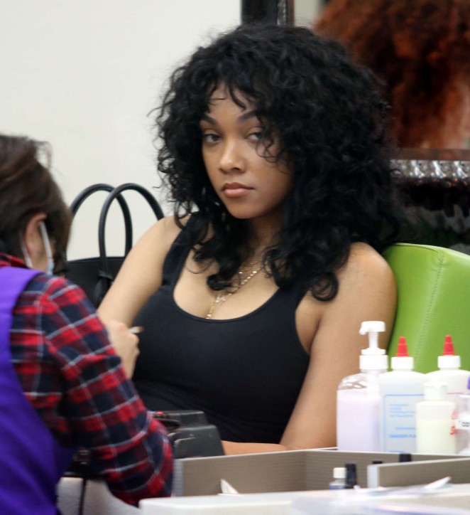 Bria Murphy at a nail salon in Beverly Hills