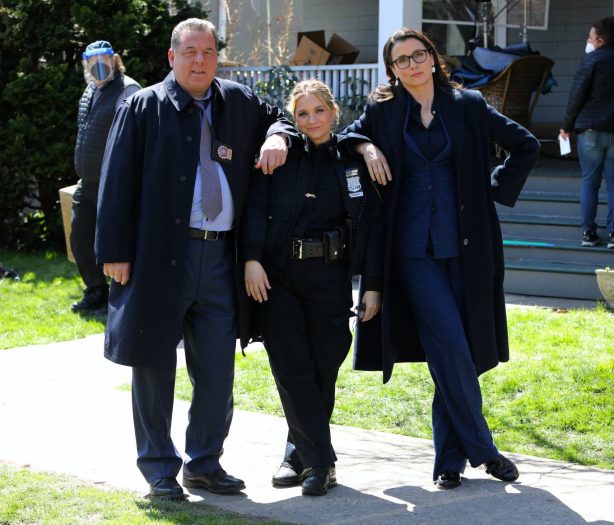 Bridget Moynahan and Vanessa Ray - On the 'Blue Bloods' set in Brooklyn