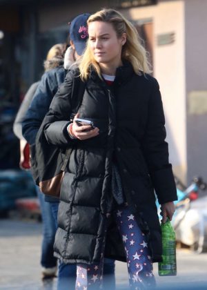 Brie Larson on a movie set in Los Angeles