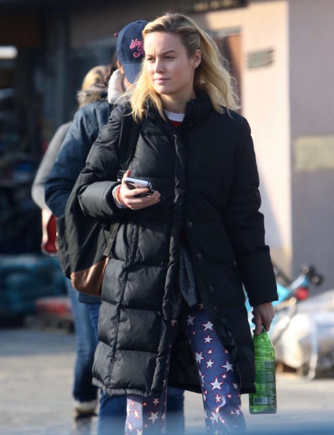 Brie Larson on a movie set in Los Angeles
