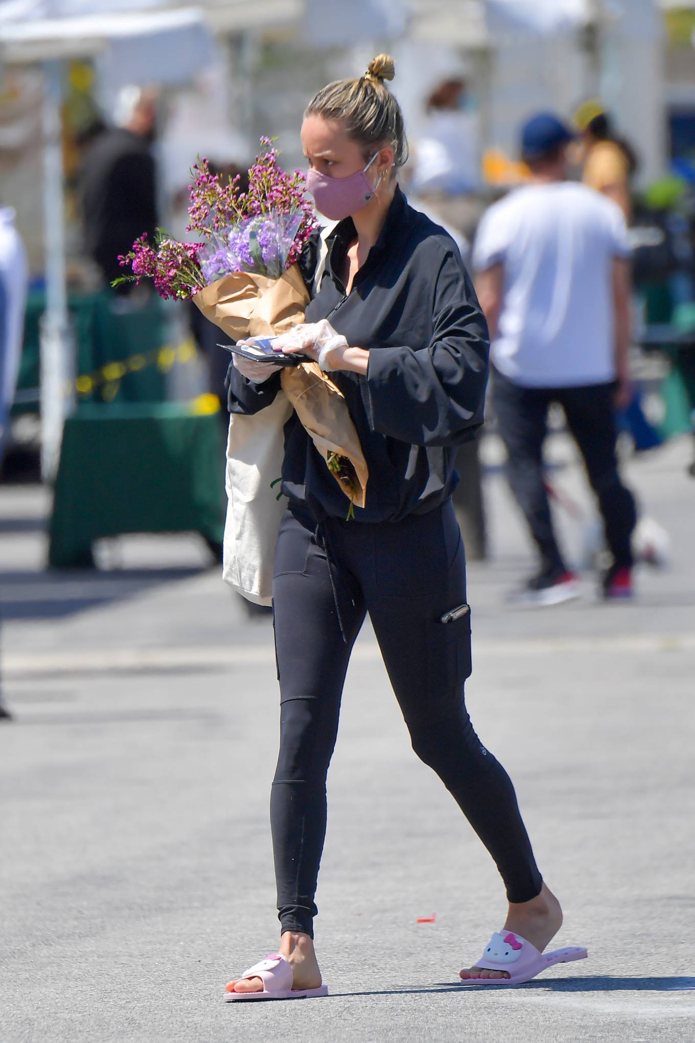 Brie Larson â€“ Wearing Hello Kitty slippers in Malibu