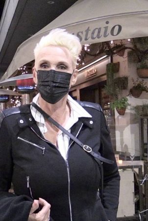 Brigitte Nielsen - Seen with her husband Mattia Dessi and friends at Il Pastaio in Beverly Hills