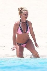 Britney Spears in Pink Bikini at a beach in Turks and Caicos
