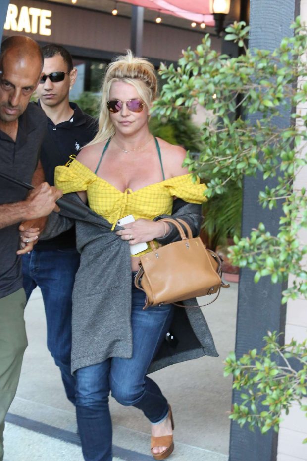 Britney Spears in Yellow Crop Top - Out in Agoura Hills