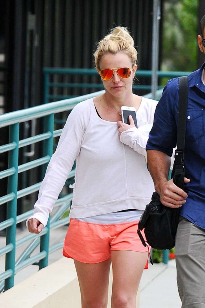 Britney Spears in Orange Shorts out in LA