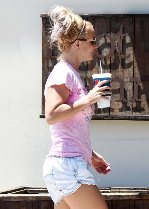 Britney Spears in Shorts Shopping in Los Angeles