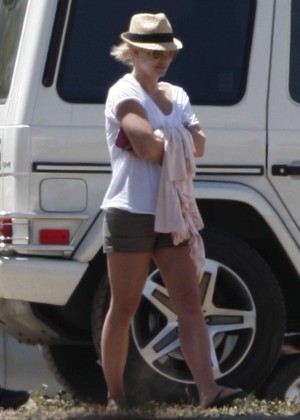 Britney Spears in Shorts Watches Jayden's Soccer Game in LA
