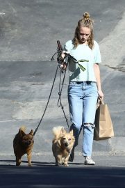 Britt Robertson - Walking her dogs in Los Angeles
