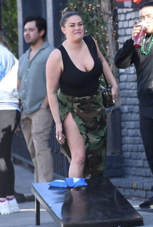 Brittany Cartwright - Seen in an army green camouflage skirt at Jax's Bar in L.A.