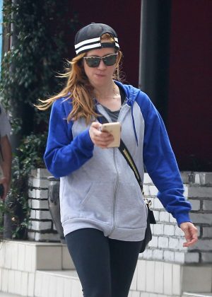 Brittany Snow Laving her pilates class in Los Angeles