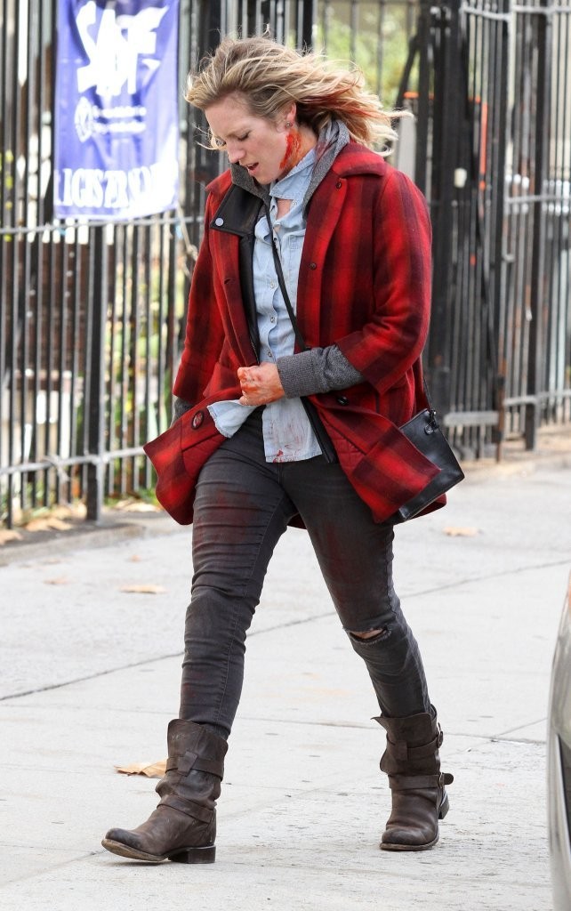 Brittany Snow on the set of 'Bushwick' in NYC
