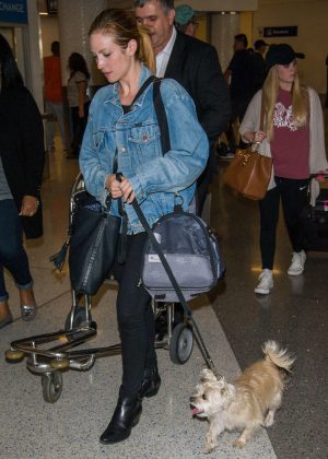 Brittany Snow – Walk her dog out in Los Angeles
