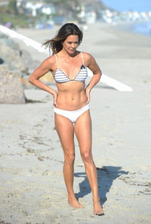 Brooke Burke - In bikini filming Her Body App at a Beach in Malibu