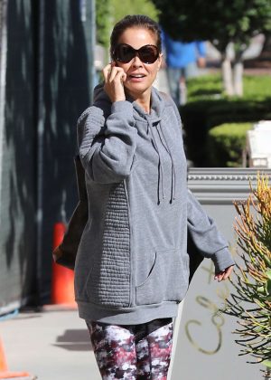 Brooke Burke in Tights heads to the salon in West Hollywood