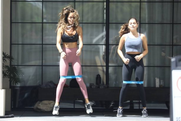 Brooke Burke with her daughter - Workout candids in West Hollywood