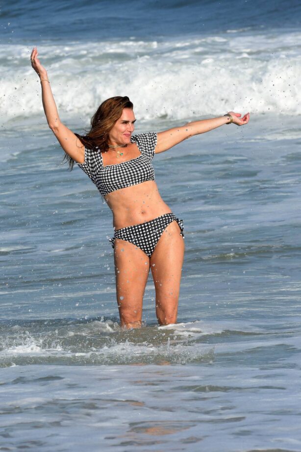 Brooke Shields - Hits the beach in a bikini in the Hamptons