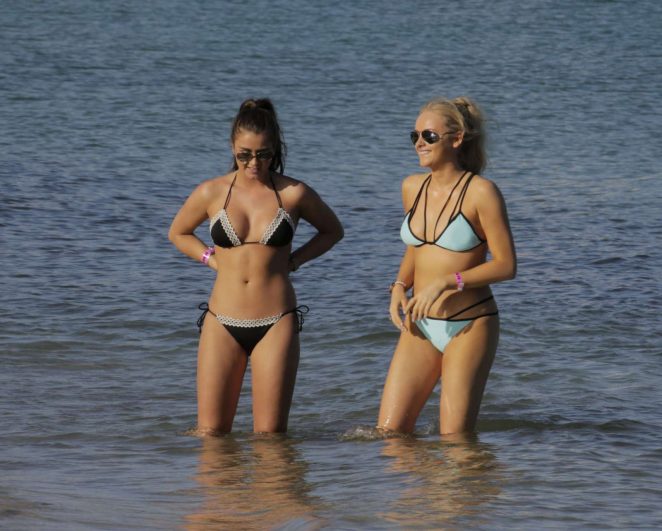Brooke Vincent and Katie McGlyn in Bikini at the beach in Mallorca