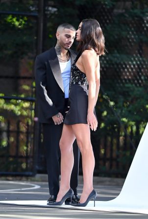 Bruna Marquezine - With Rauw Alejandro filming for a commercial in New York