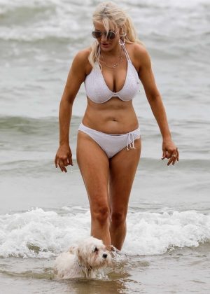 Brynne Edelsten in White Bikini at St Kilda Beach in Melbourne