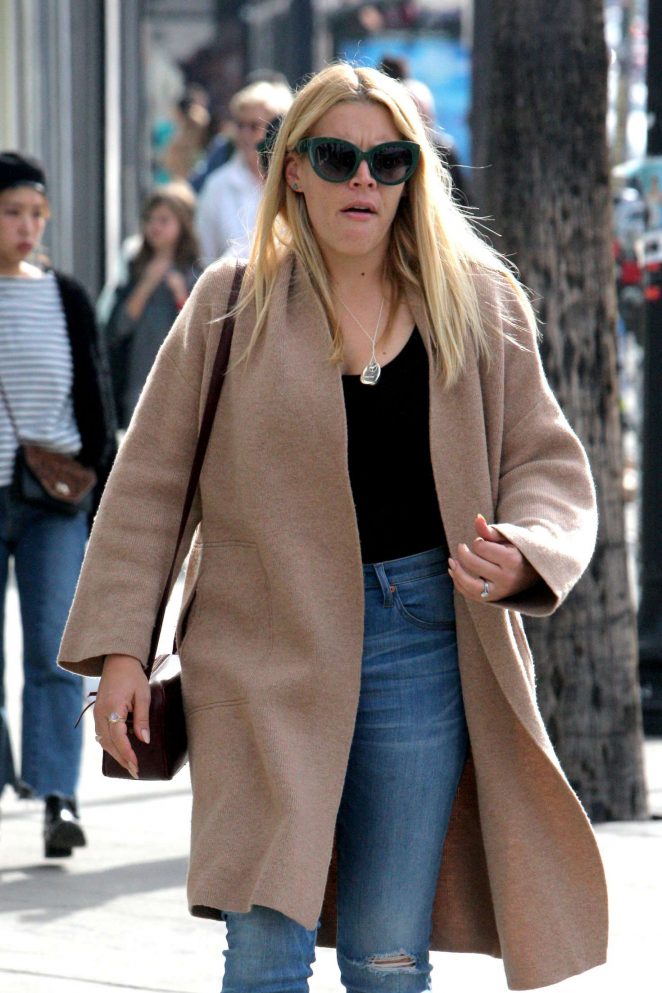 Busy Philipps in a beige coat in Los Angeles
