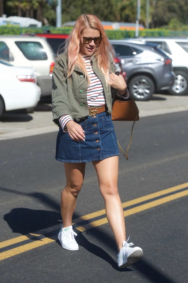 Busy Philipps in Jeans Mini Skirt out in Beverly Hills