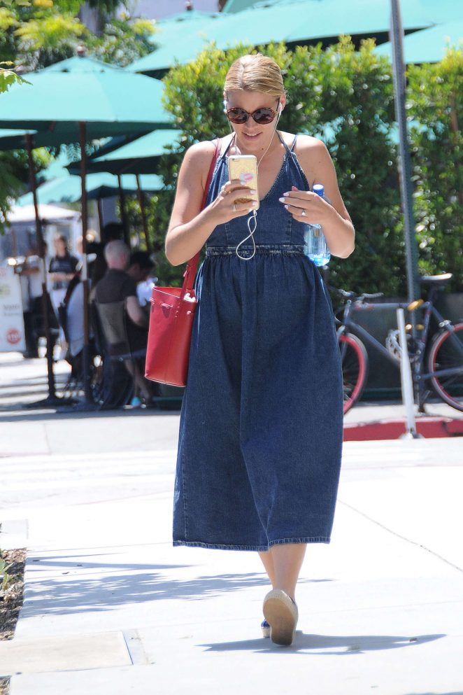 Busy Philipps in Long Jeans Dress out in Los Angeles