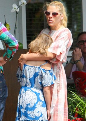 Busy Philipps wit her family at Mauro's Cafe in West Hollywood