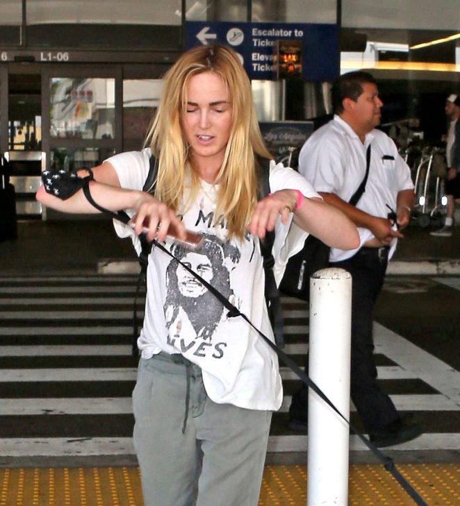 Caity Lotz at LAX Airport in Los Angeles