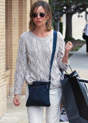 Calista Flockhart - Shopping at Saks Fifth Avenue in Beverly Hills