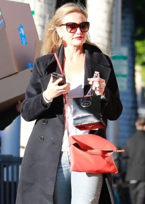 Cameron Diaz in Black Coat - Christmas Shopping in Beverly Hills
