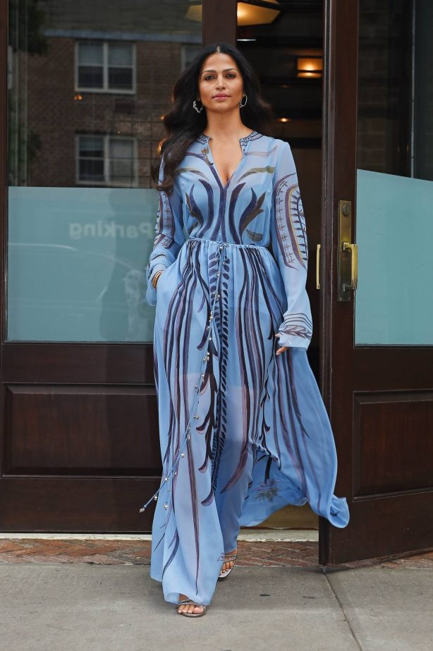 Camila Alves - Is wearing a blue Althuzarra while attending the New York Fashion Week