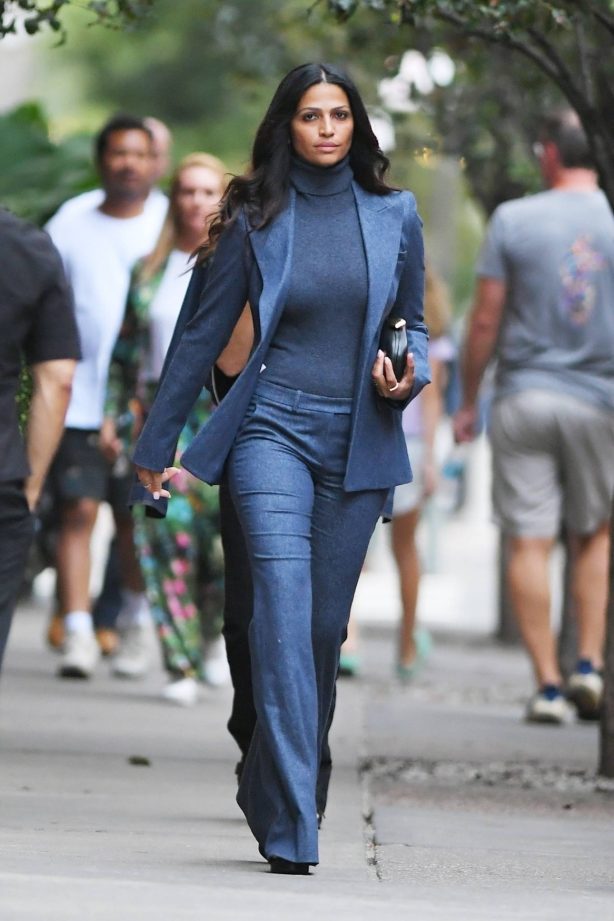 Camila Alves - Rocks a denim outfit while tending to business in New York