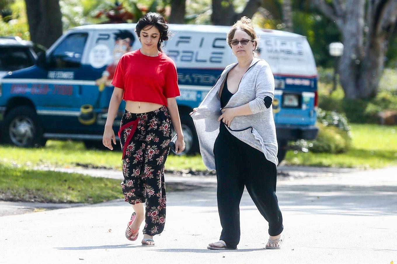 Camila Cabello and her mom Sinuhe Estrabao â€“ Seen during a morning stroll in Florida