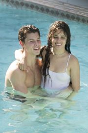 Camila Cabello and Shawn Mendes at a pool in Miami
