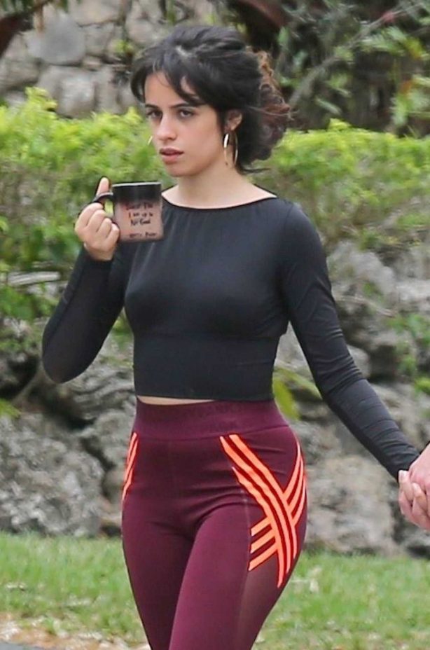 Camila Cabello in Leggings and Tight Top in Miami
