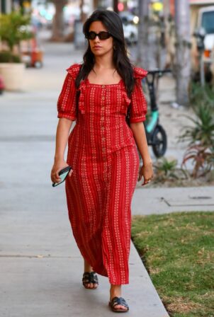 Camila Cabello - In red dress shopping on Melrose in Los Angeles