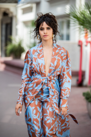 Camila Cabello - Wearing pants and belted coat Johanna Ortiz in Cannes