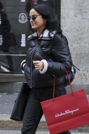 Camila Mendes - Seen leaving Salvatore Ferragamo boutique in Milan