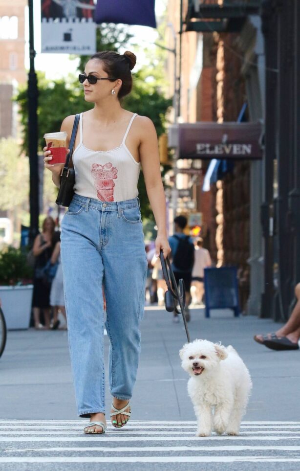 Camila Mendes - Seen with her dog Truffle around Manhattan’s East Village