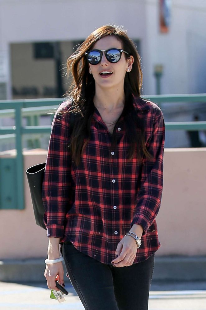 Camilla Belle in a Plaid Shirt out in Beverly Hills