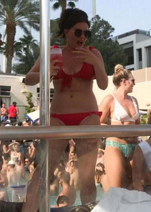Candice Brown in Red Bikini - Wet Republic Pool Party in Las Vegas